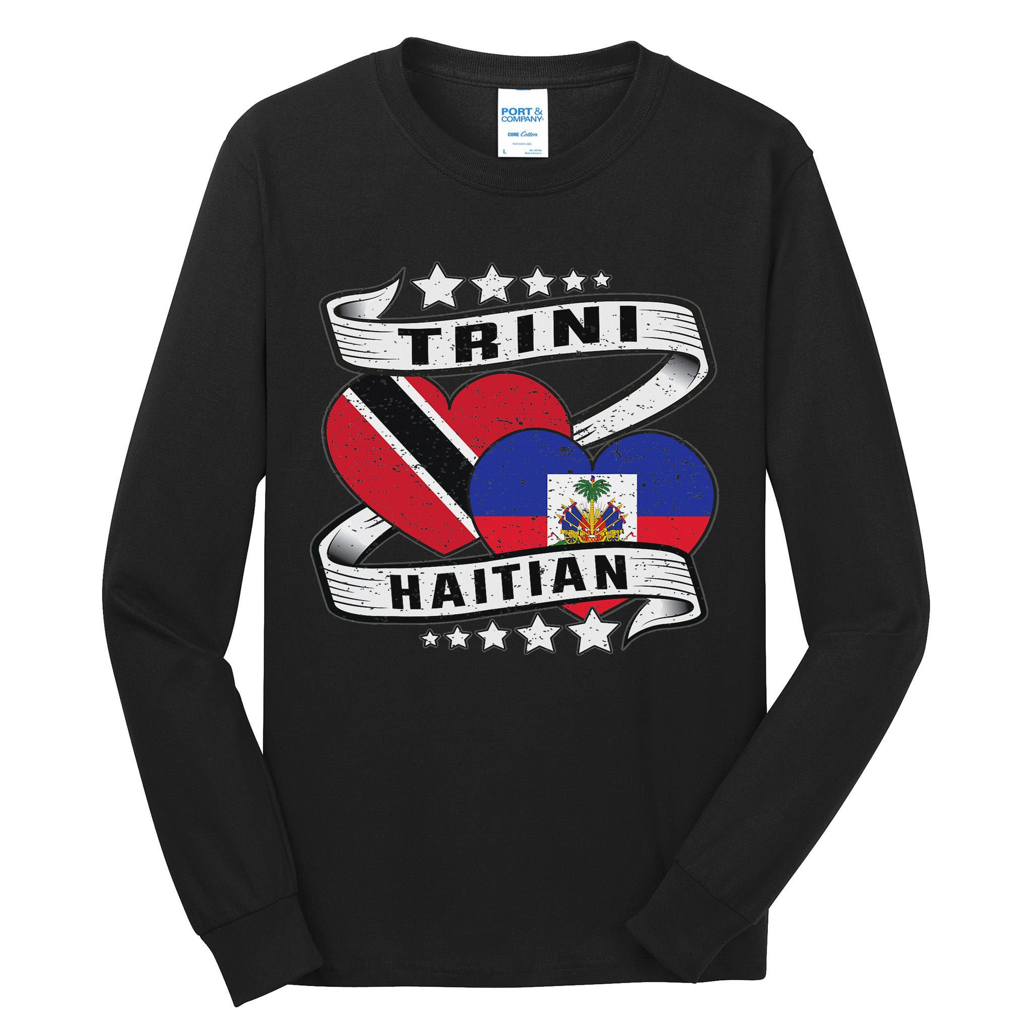 Haitian And Trini Half Trinidad & Tobago Haiti Flag Tall Long Sleeve T-Shirt