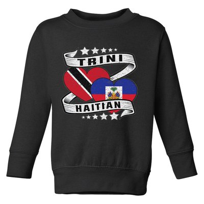 Haitian And Trini Half Trinidad & Tobago Haiti Flag Toddler Sweatshirt
