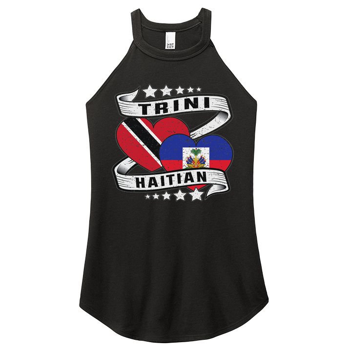 Haitian And Trini Half Trinidad & Tobago Haiti Flag Women's Perfect Tri Rocker Tank