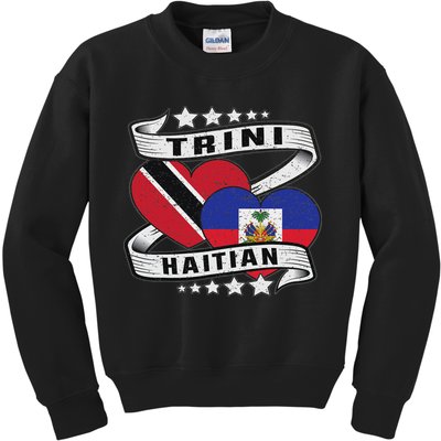 Haitian And Trini Half Trinidad & Tobago Haiti Flag Kids Sweatshirt