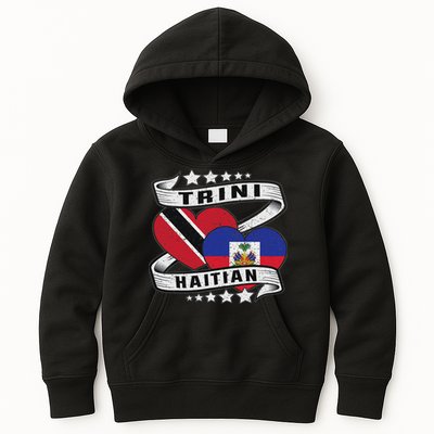Haitian And Trini Half Trinidad & Tobago Haiti Flag Kids Hoodie