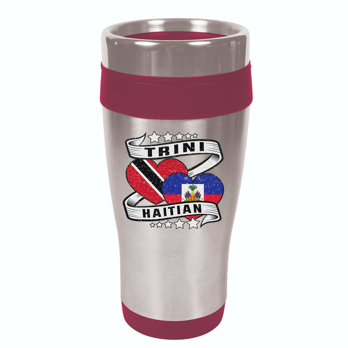 Haitian And Trini Half Trinidad & Tobago Haiti Flag 16oz Travel Tumbler