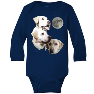 Howling At The Moon Funny Yellow Labrador Retriever Baby Long Sleeve Bodysuit