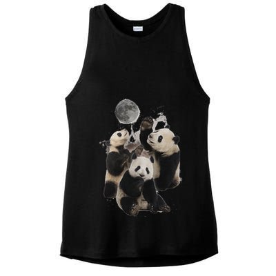 Howling At The Moon Funny Panda Panda Ladies PosiCharge Tri-Blend Wicking Tank