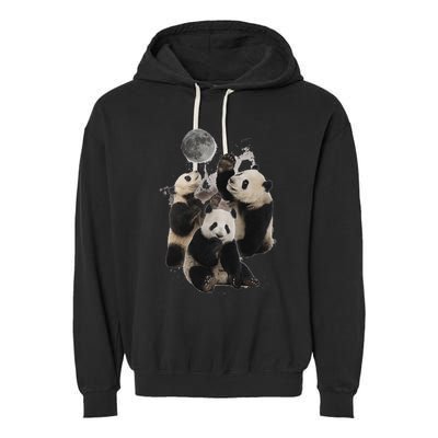 Howling At The Moon Funny Panda Panda Garment-Dyed Fleece Hoodie