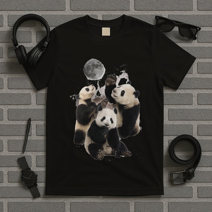 Howling At The Moon Funny Panda Panda T-Shirt