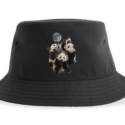 Howling At The Moon Funny Panda Panda Sustainable Bucket Hat