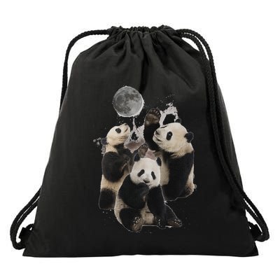 Howling At The Moon Funny Panda Panda Drawstring Bag