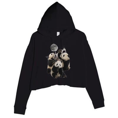 Howling At The Moon Funny Panda Panda Crop Fleece Hoodie