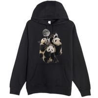 Howling At The Moon Funny Panda Panda Premium Pullover Hoodie