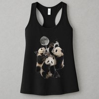 Howling At The Moon Funny Panda Panda Womens Tank Top