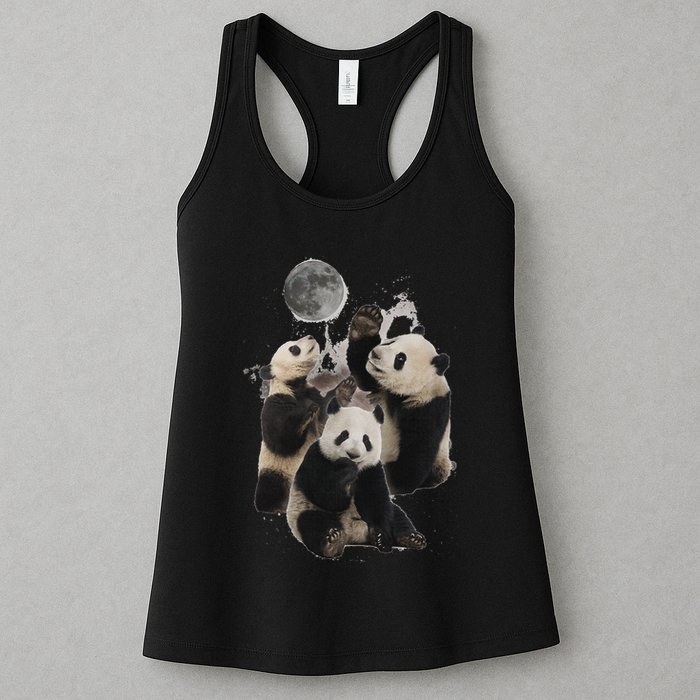 Howling At The Moon Funny Panda Panda Womens Tank Top