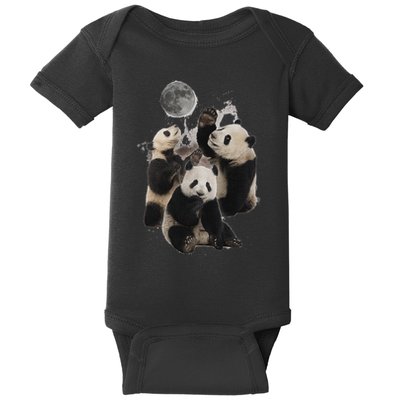Howling At The Moon Funny Panda Panda Baby Bodysuit