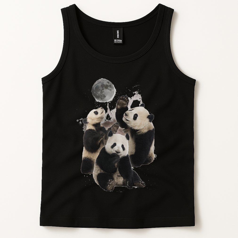 Howling At The Moon Funny Panda Panda Tank Top