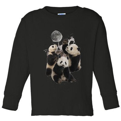 Howling At The Moon Funny Panda Panda Toddler Long Sleeve Shirt