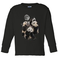 Howling At The Moon Funny Panda Panda Toddler Long Sleeve Shirt