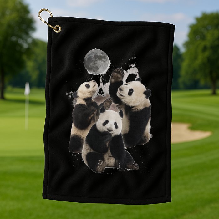 Howling At The Moon Funny Panda Panda Golf Towel