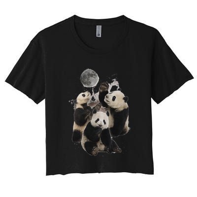 Howling At The Moon Funny Panda Panda Crop Top