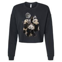 Howling At The Moon Funny Panda Panda Cropped Pullover Crew