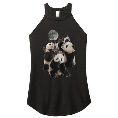 Howling At The Moon Funny Panda Panda Women's Perfect Tri Rocker Tank