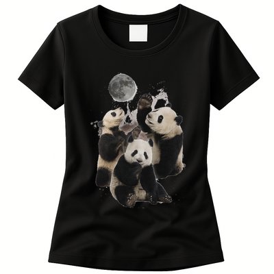 Howling At The Moon Funny Panda Panda Womens T-Shirt