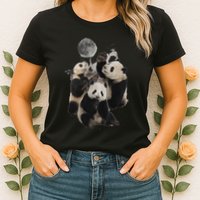Howling At The Moon Funny Panda Panda Womens T-Shirt