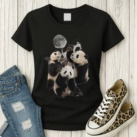 Howling At The Moon Funny Panda Panda Womens T-Shirt
