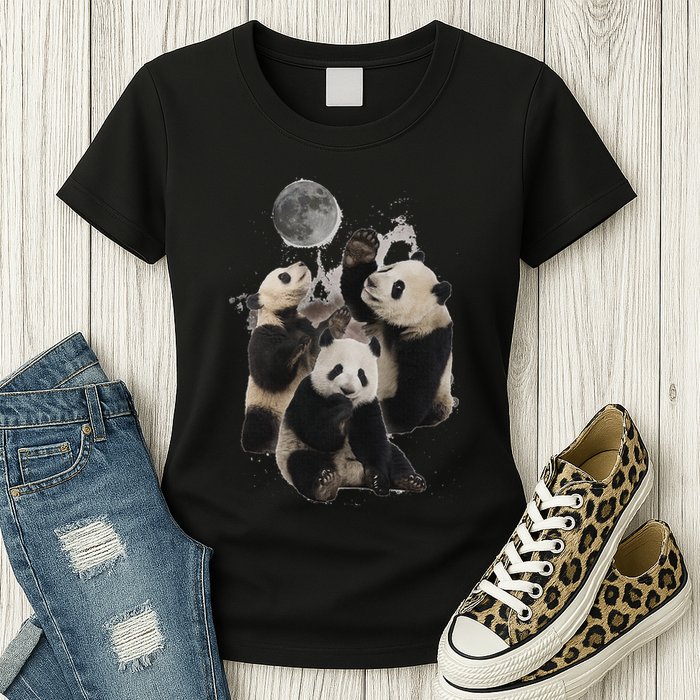 Howling At The Moon Funny Panda Panda Womens T-Shirt