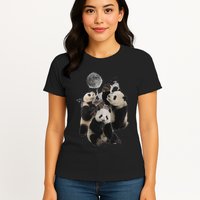 Howling At The Moon Funny Panda Panda Womens T-Shirt