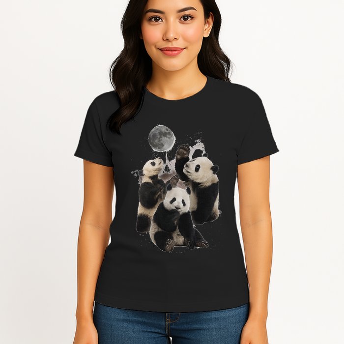 Howling At The Moon Funny Panda Panda Womens T-Shirt
