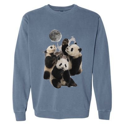Howling At The Moon Funny Panda Panda Garment-Dyed Sweatshirt