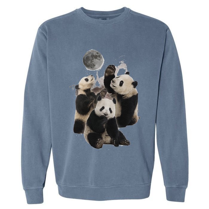 Howling At The Moon Funny Panda Panda Garment-Dyed Sweatshirt