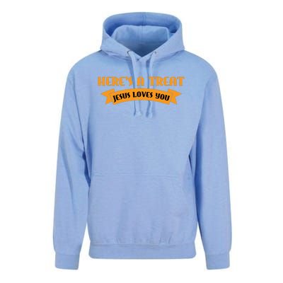 Heres A Treat Jesus Halloween Jesus Loves You Unisex Surf Hoodie