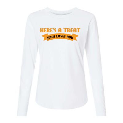 Heres A Treat Jesus Halloween Jesus Loves You Womens Cotton Relaxed Long Sleeve T-Shirt