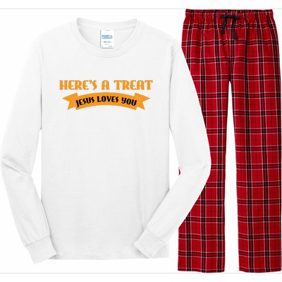 Heres A Treat Jesus Halloween Jesus Loves You Long Sleeve Pajama Set