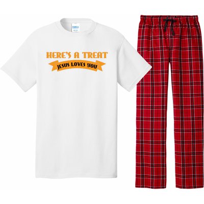 Heres A Treat Jesus Halloween Jesus Loves You Pajama Set