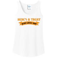 Heres A Treat Jesus Halloween Jesus Loves You Ladies Essential Tank