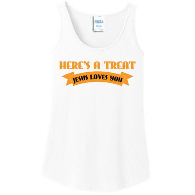 Heres A Treat Jesus Halloween Jesus Loves You Ladies Essential Tank