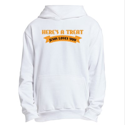 Heres A Treat Jesus Halloween Jesus Loves You Urban Pullover Hoodie