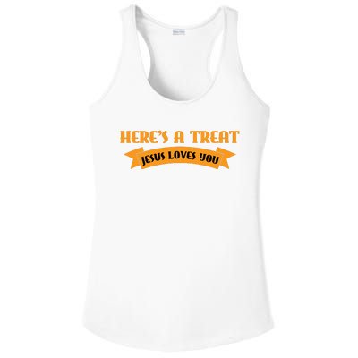 Heres A Treat Jesus Halloween Jesus Loves You Ladies PosiCharge Competitor Racerback Tank