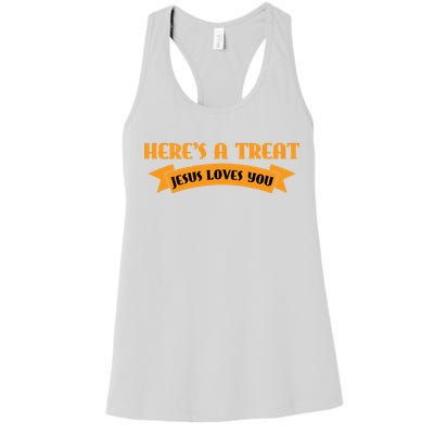 Heres A Treat Jesus Halloween Jesus Loves You Women's Racerback Tank