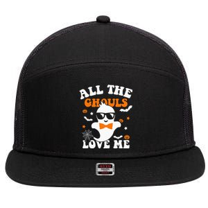 Halloween All The Ghouls Love Me Ghost Halloween 7 Panel Mesh Trucker Snapback Hat