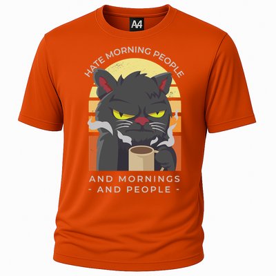 Hate Morning People Cat Funny Cooling Performance Crew T-Shirt