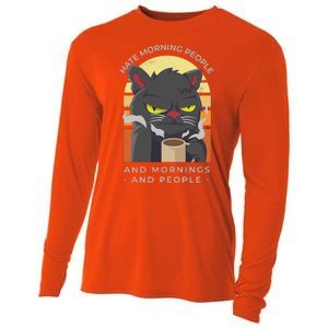 Hate Morning People Cat Funny Cooling Performance Long Sleeve Crew