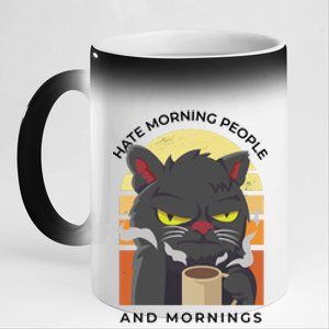 Hate Morning People Cat Funny 11oz Black Color Changing Mug