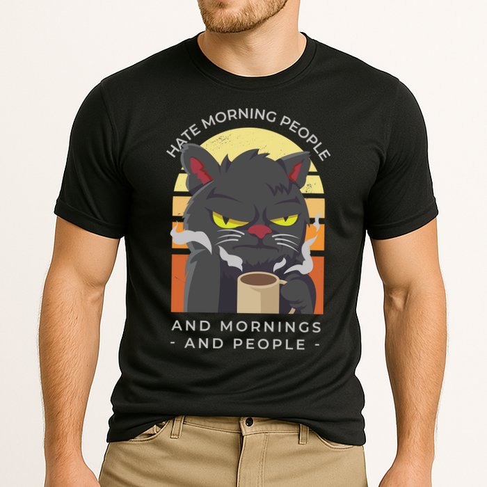 Hate Morning People Cat Funny Cooling Performance Crew T-Shirt