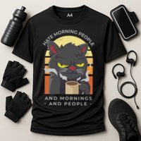 Hate Morning People Cat Funny Cooling Performance Crew T-Shirt