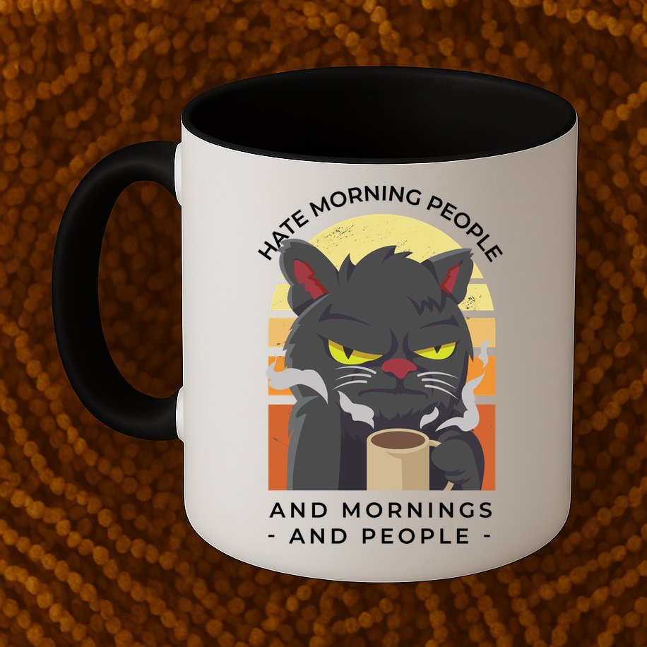 Hate Morning People Cat Funny Mug