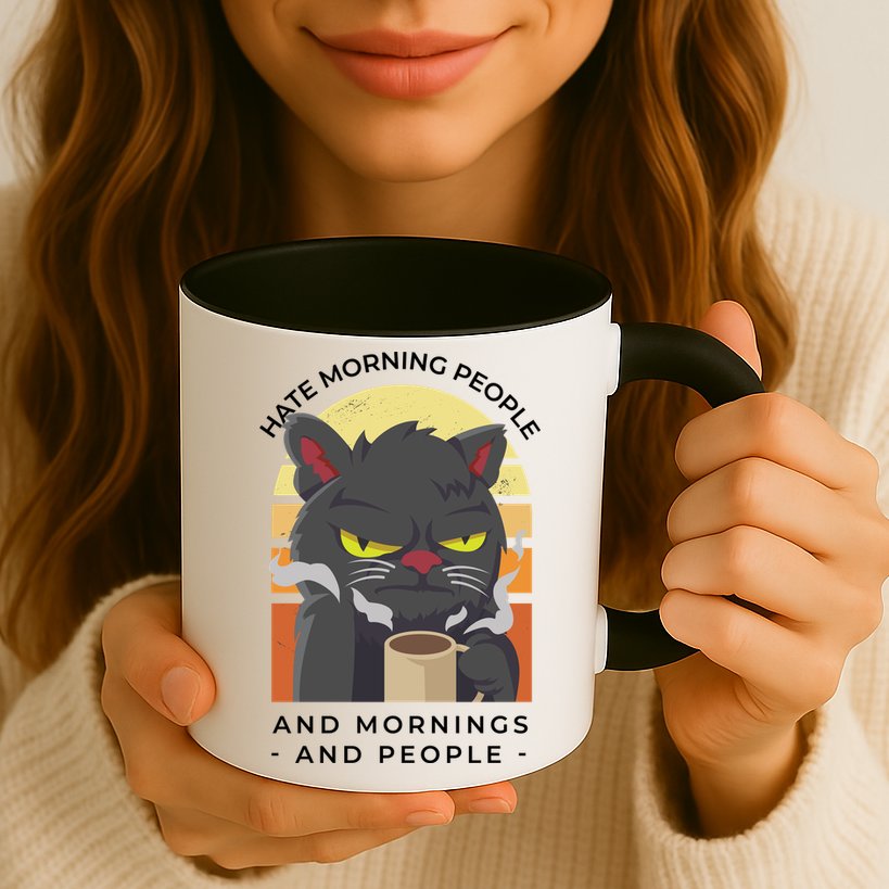 Hate Morning People Cat Funny Mug