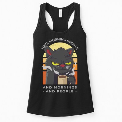 Hate Morning People Cat Funny Womens Tank Top